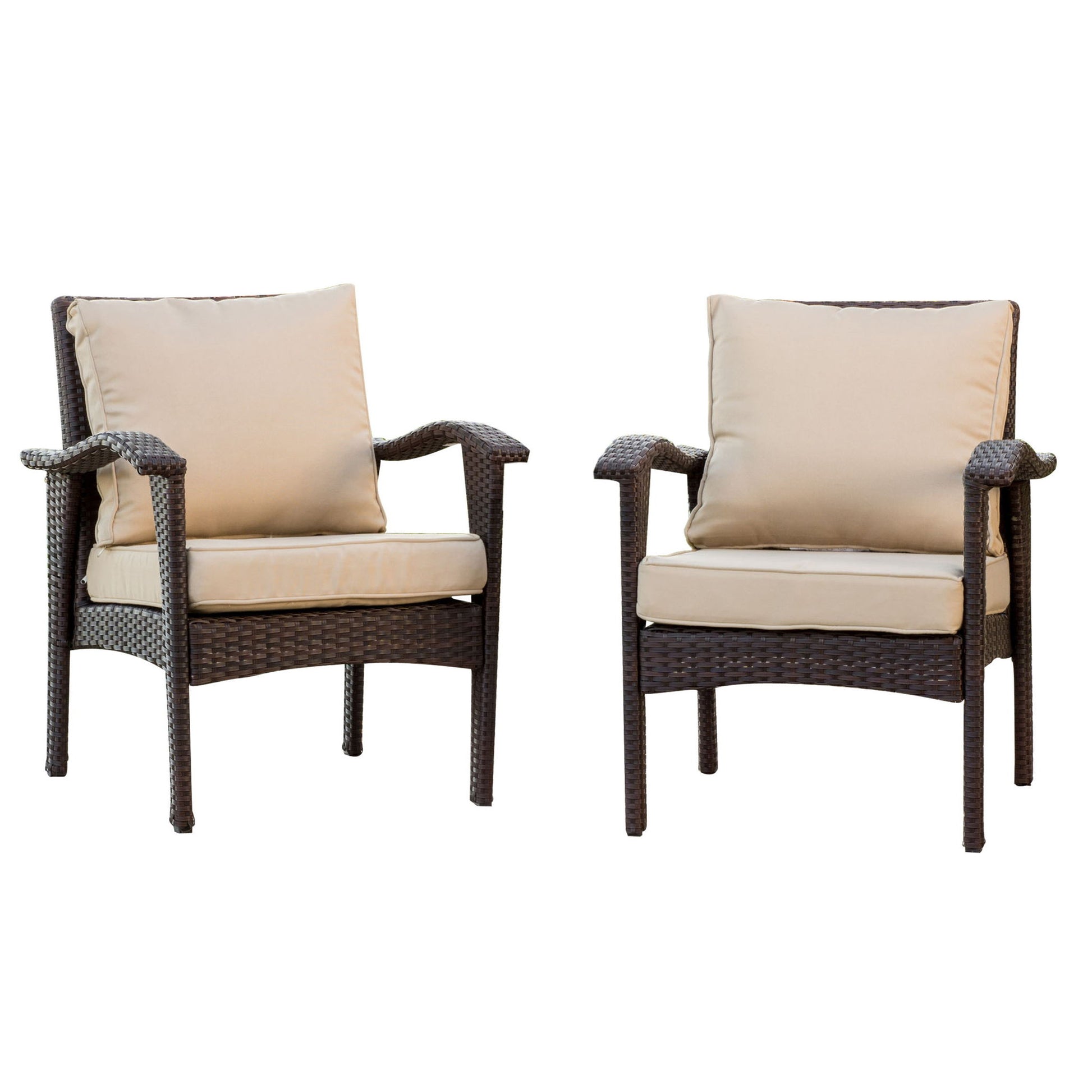 Honolulu - Club Chair (Set of 2) With Weather Resistant Wicker And Cushions - Brown / Tan Noble House