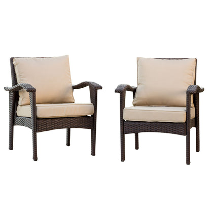 Honolulu - Club Chair (Set of 2) With Weather Resistant Wicker And Cushions - Brown / Tan Noble House