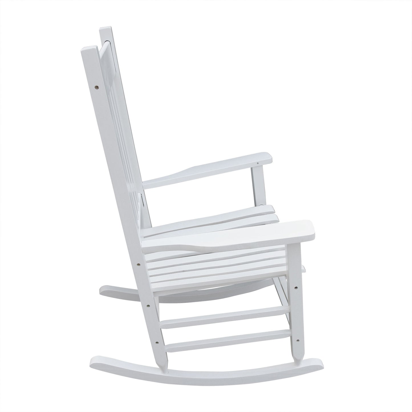 Classic Wooden Porch Rocker Chair White Populus Wood Comfortable Design Home Essentials