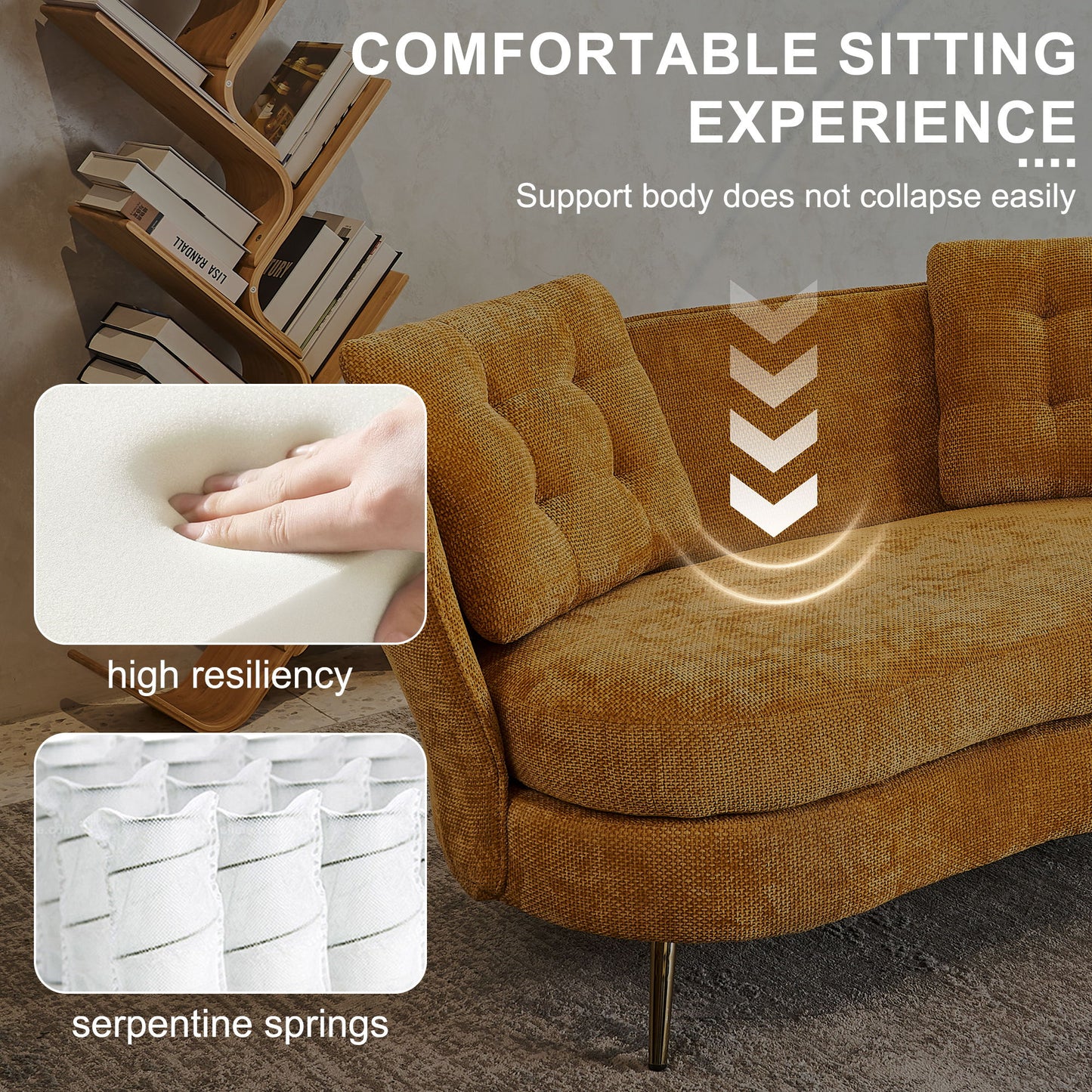 Loveseat Sofa, Upholstered Couch With Metal Legs