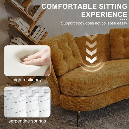 Loveseat Sofa, Upholstered Couch With Metal Legs