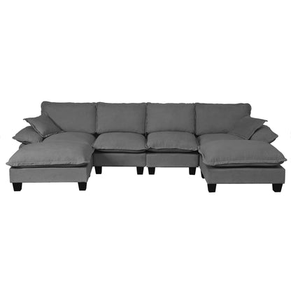 Modular Sectional Sofa With Movable Ottoman & Pillows Home Essentials