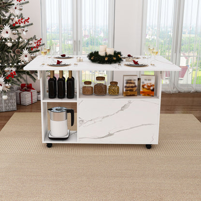 Multi Functional Folding Table With Storage Shelves And Wheels Home Essentials