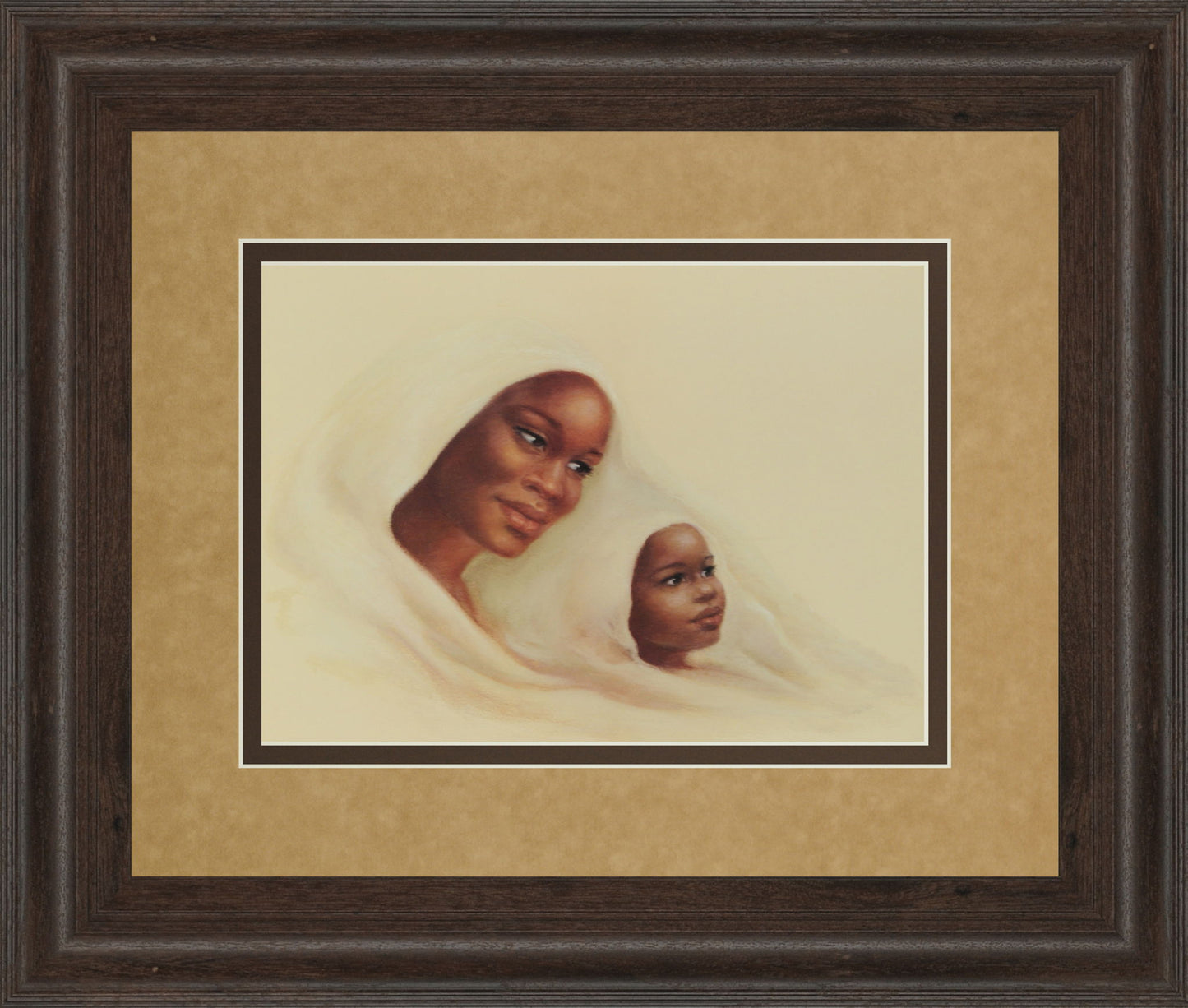 Two Generations - Framed Print Wall Art - Dark Brown Classy Art