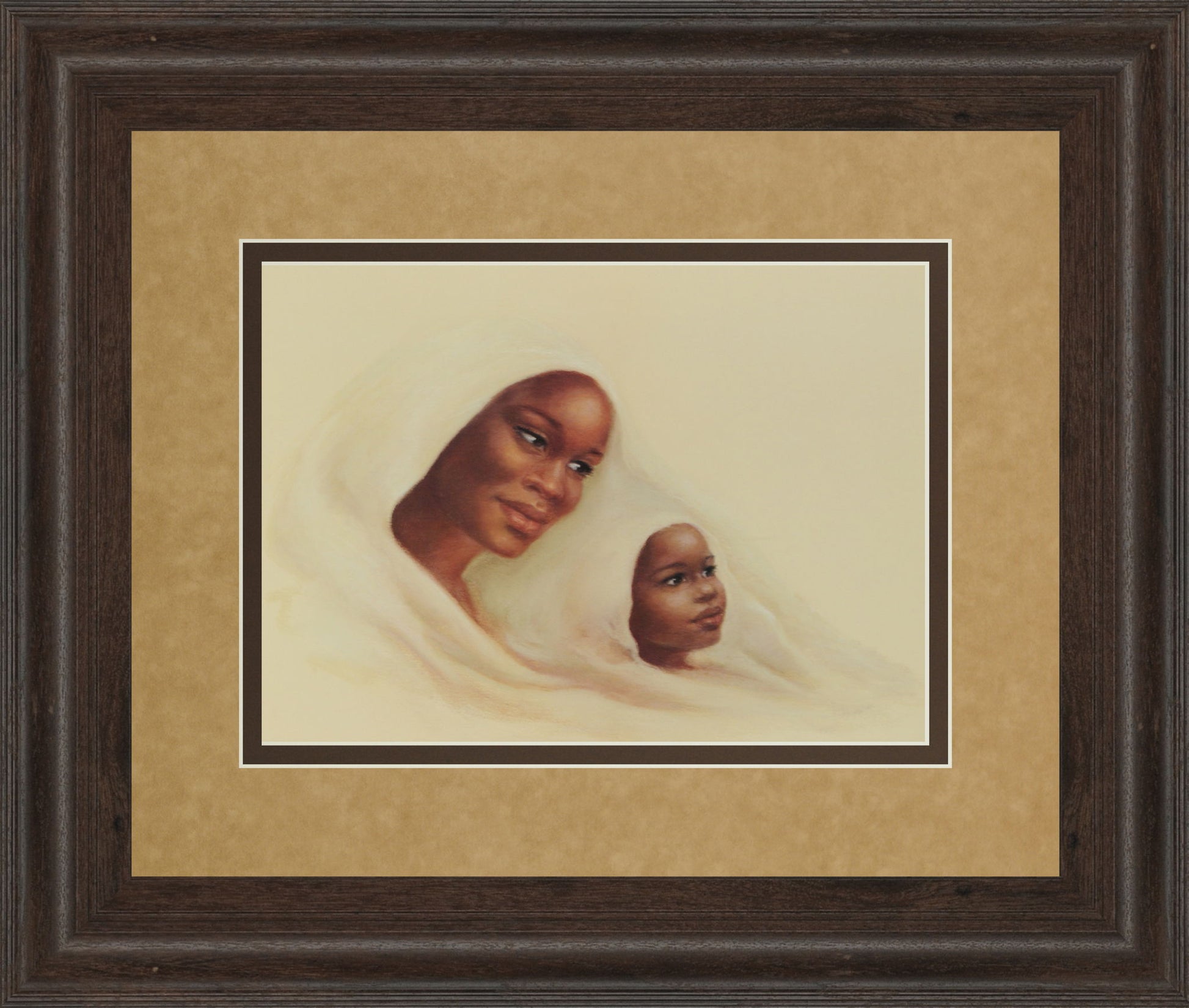 Two Generations - Framed Print Wall Art - Dark Brown Classy Art