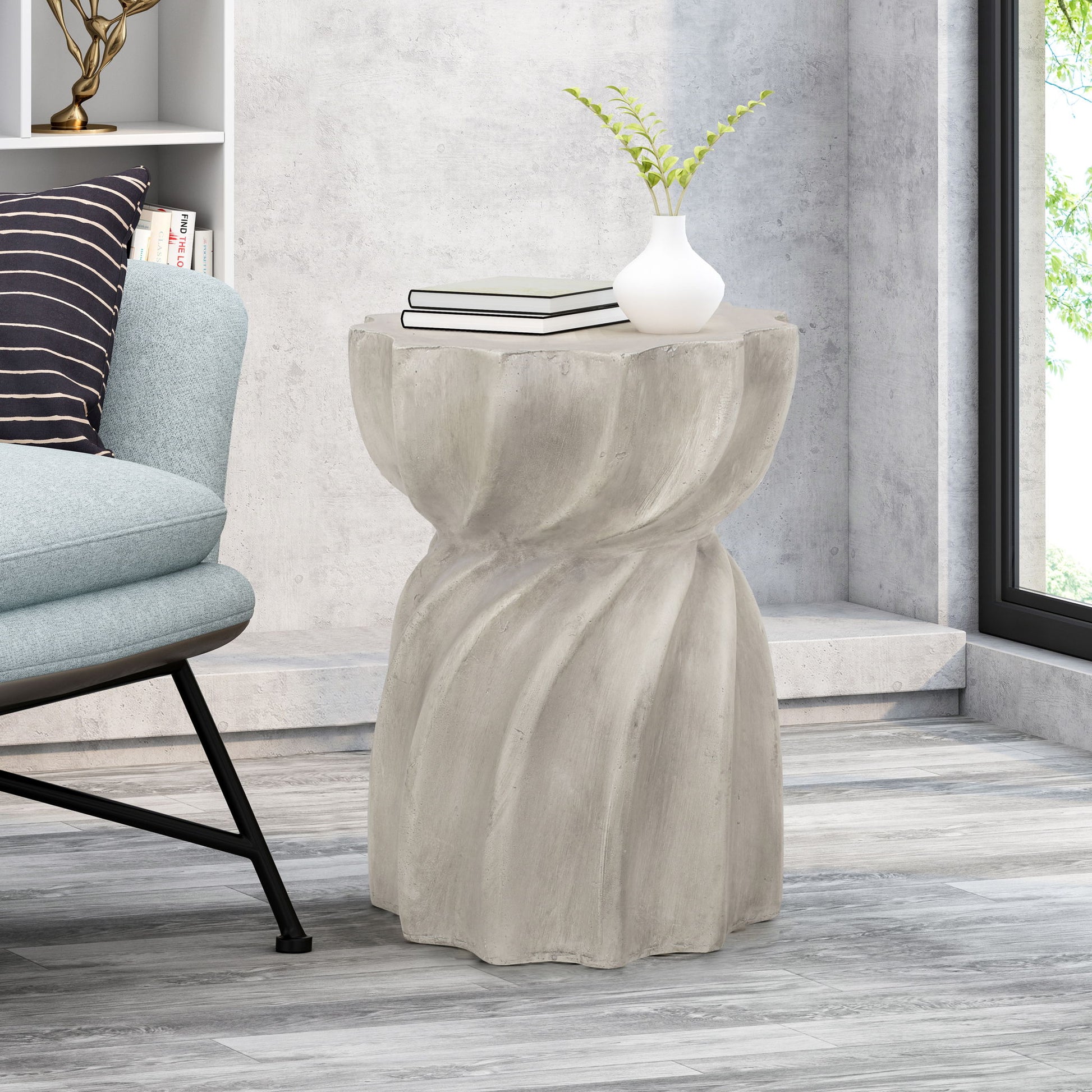 Modern Canis Side Table Outdoor Use - Gray Noble House