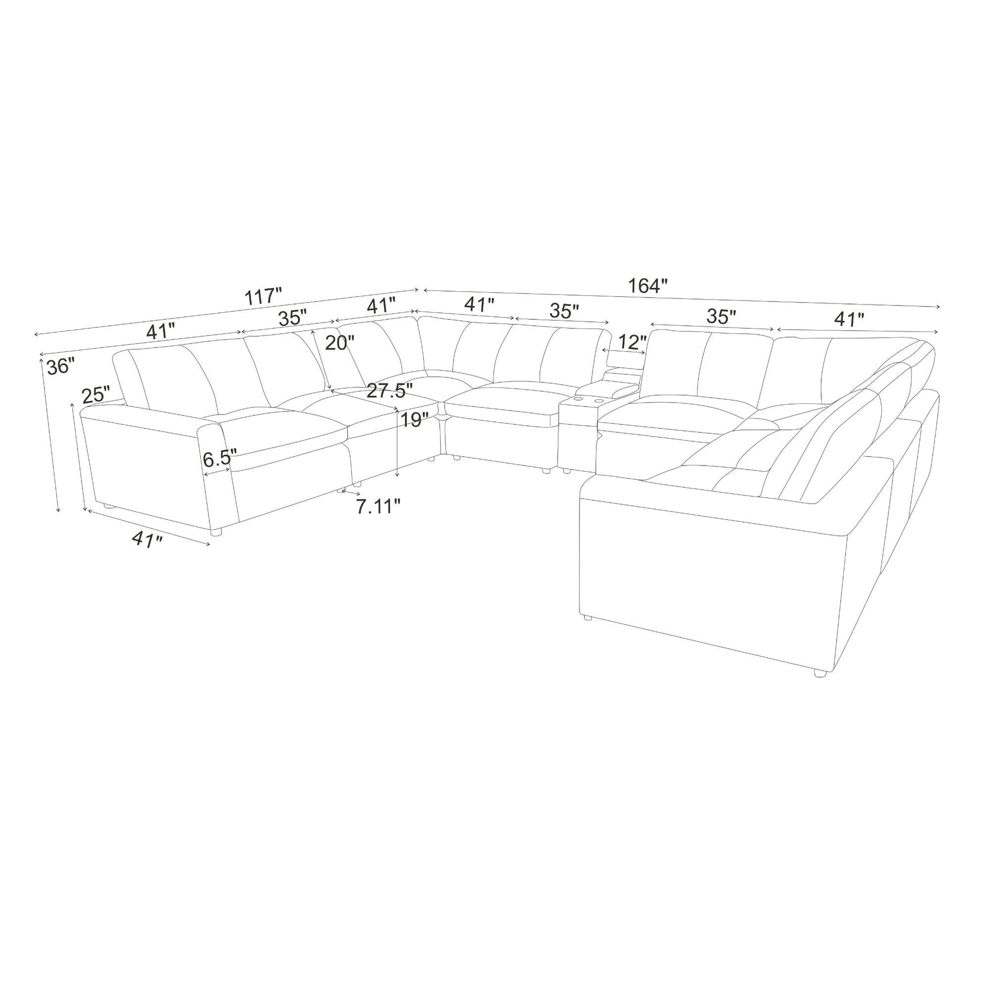 Large Upholstered Seating Modular Sectional Home Essentials