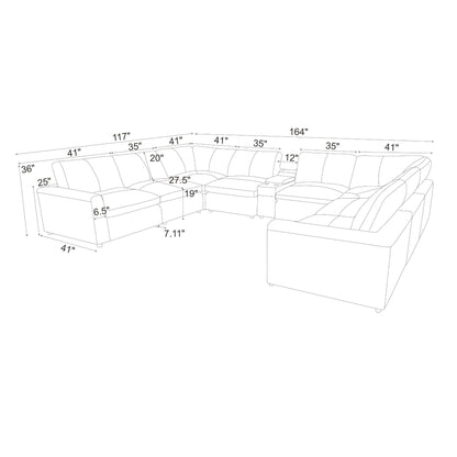 Large Upholstered Seating Modular Sectional Home Essentials
