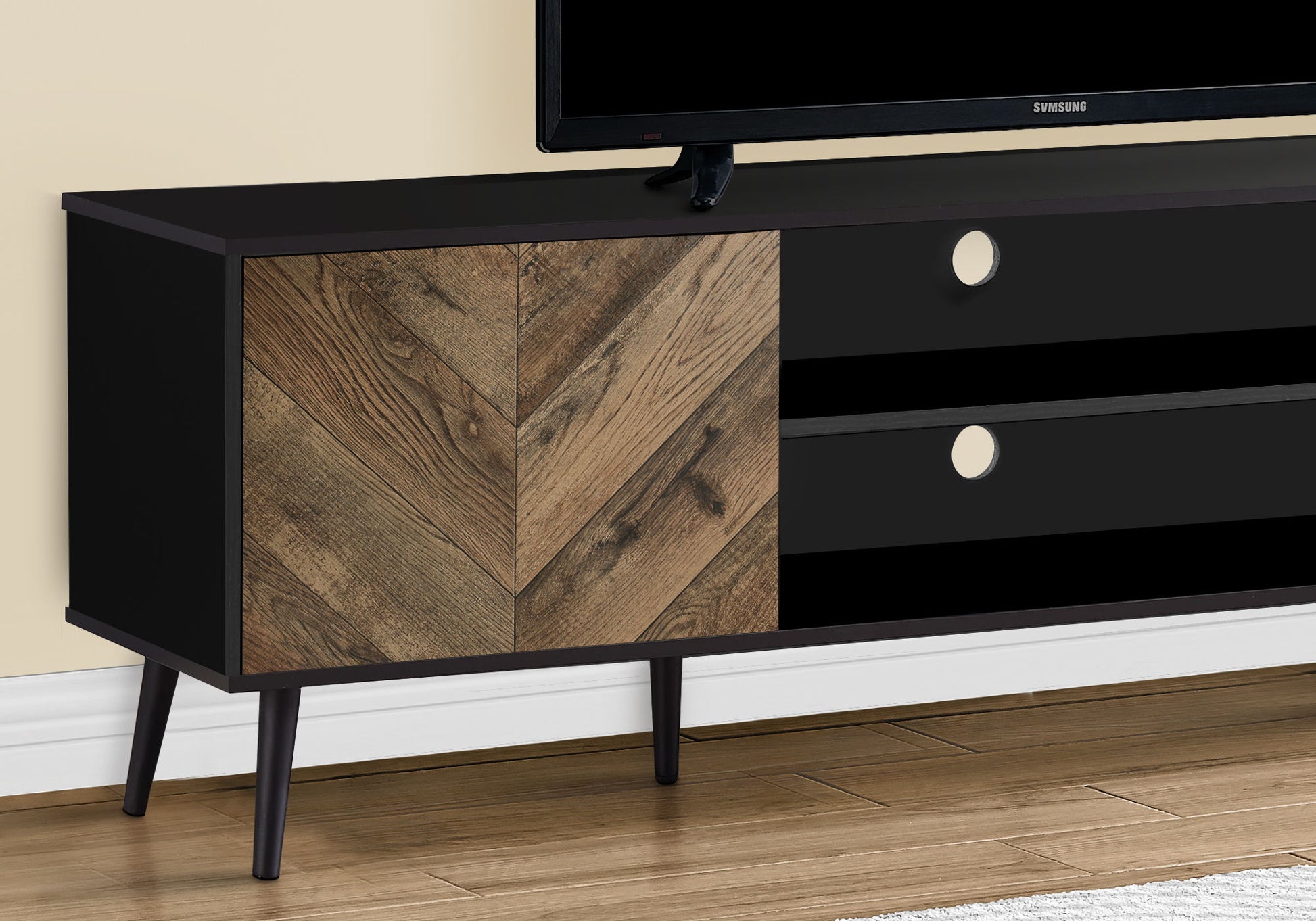 TV Stand, Console, Media Entertainment Center, Storage Cabinet, Modern Design - Black 8th Street