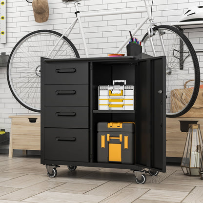 Sturdy Metal Tool Storage Cabinet With Wheels Durable Garage, Office & Home Organizer Steel Daily Nest