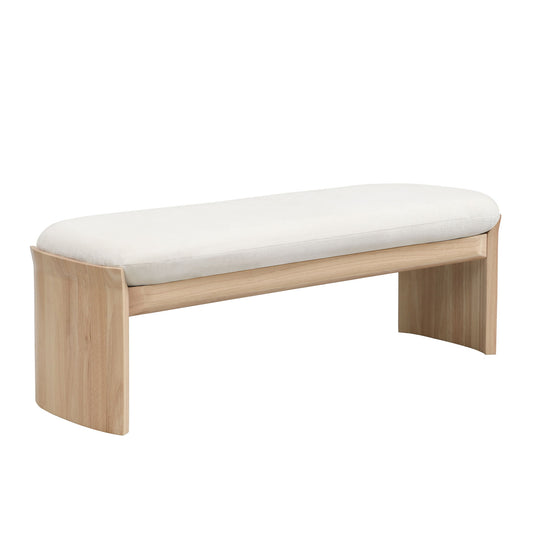 Footstool With Soft Cushion For Living Room - Beige / Natural Noble House
