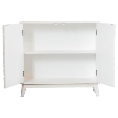 Gambon - 2 Door Wood Honeycomb Pattern Accent Cabinet - White CoasterElevations