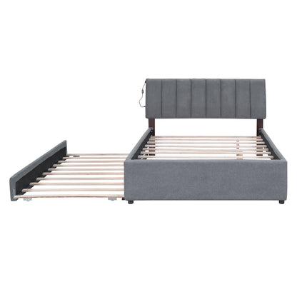 Upholstered Platform Bed With Trundle Halcyon Home
