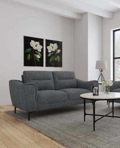 Nolan - Upholstered Sloped Track Arm Loveseat - Charcoal Coaster Fine Furniture
