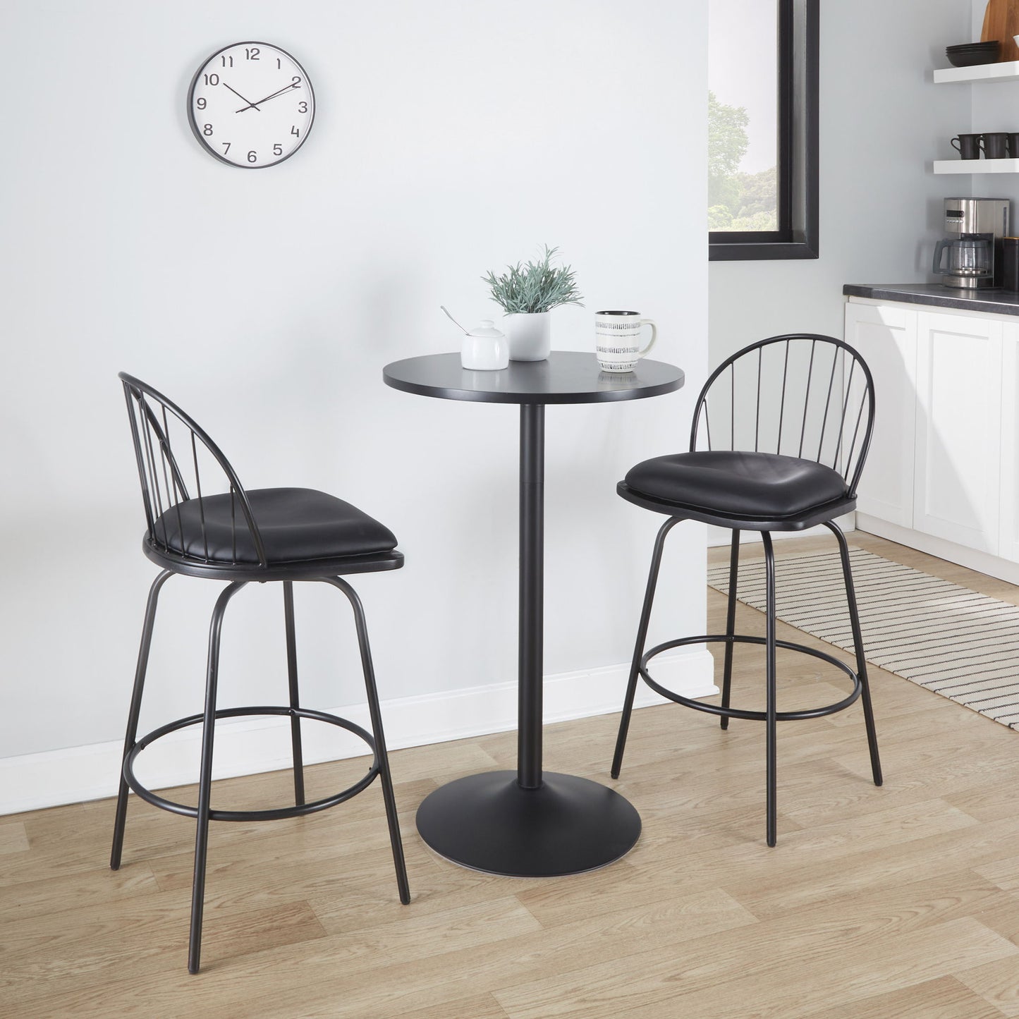 Riley - Claire Farmhouse Fixed Height Counter Stool With Swivel With Round Footrest (Set of 2) Lumi Source