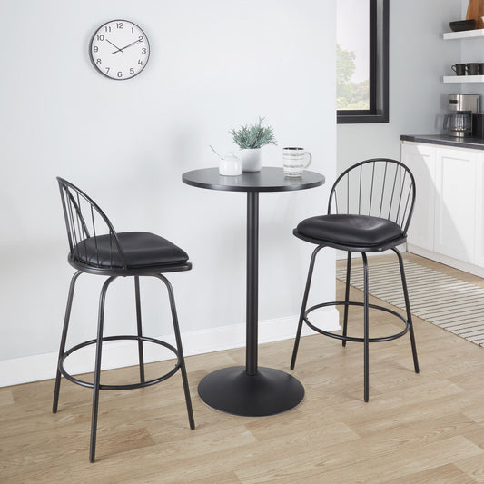 Riley - Claire Farmhouse Fixed Height Counter Stool With Swivel With Round Footrest (Set of 2) Lumi Source
