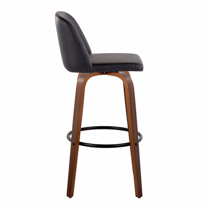 Toriano - Mid Century Modern Fixed Height Barstool Swivel And Round Footrest (Set of 2) Lumi Source