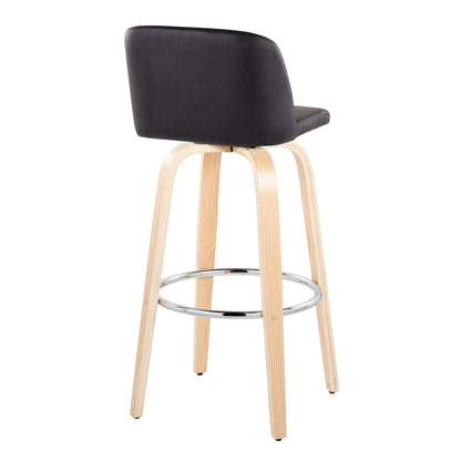 Toriano - Contemporary Fixed Height Barstool & Swivel With Round Footrest (Set of 2) Lumi Source
