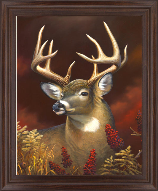 Crimson Meadow Stag - 28" x 34" Framed Wall Art Classy Art