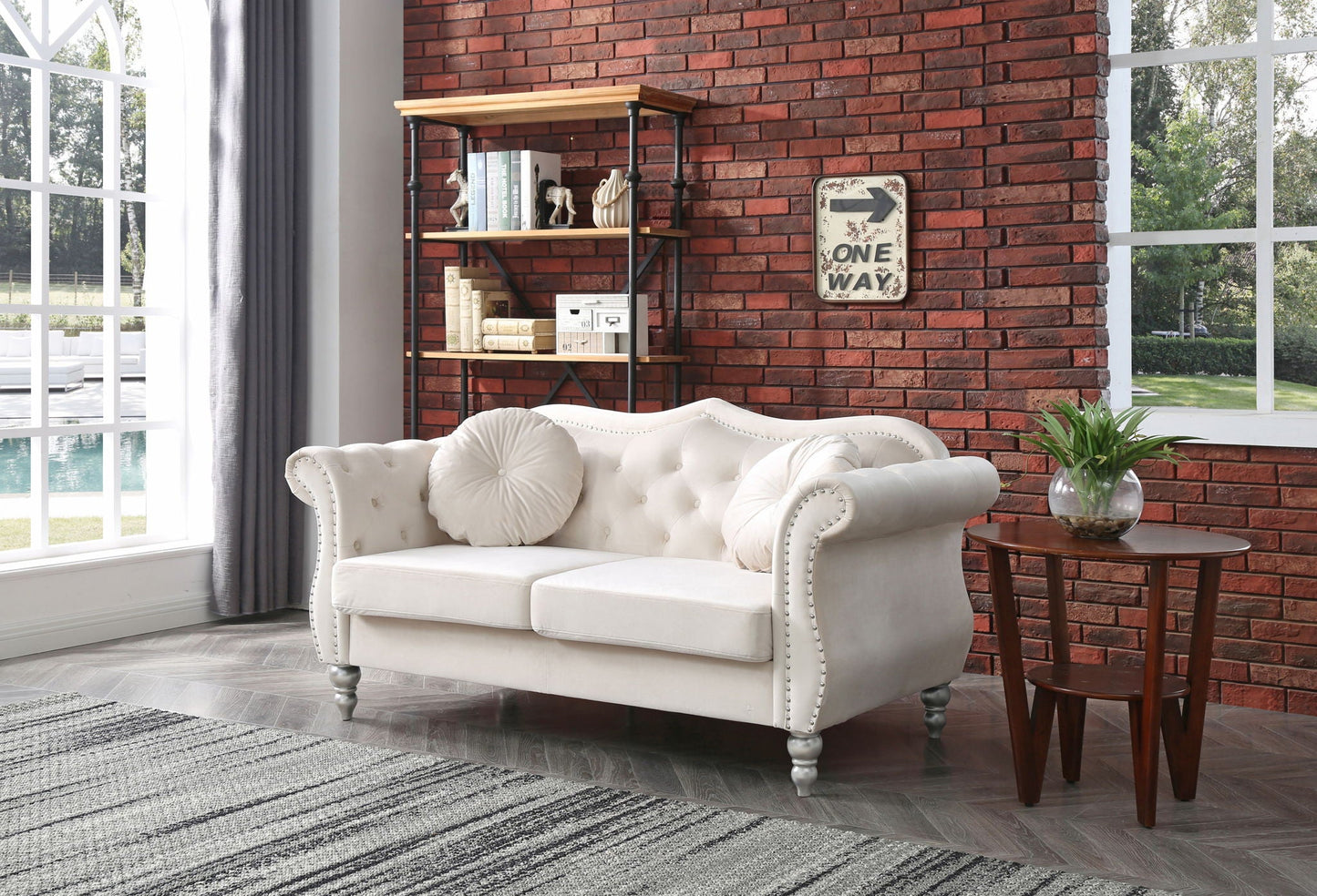 Stylish Flared Arm Loveseat Glory Furniture