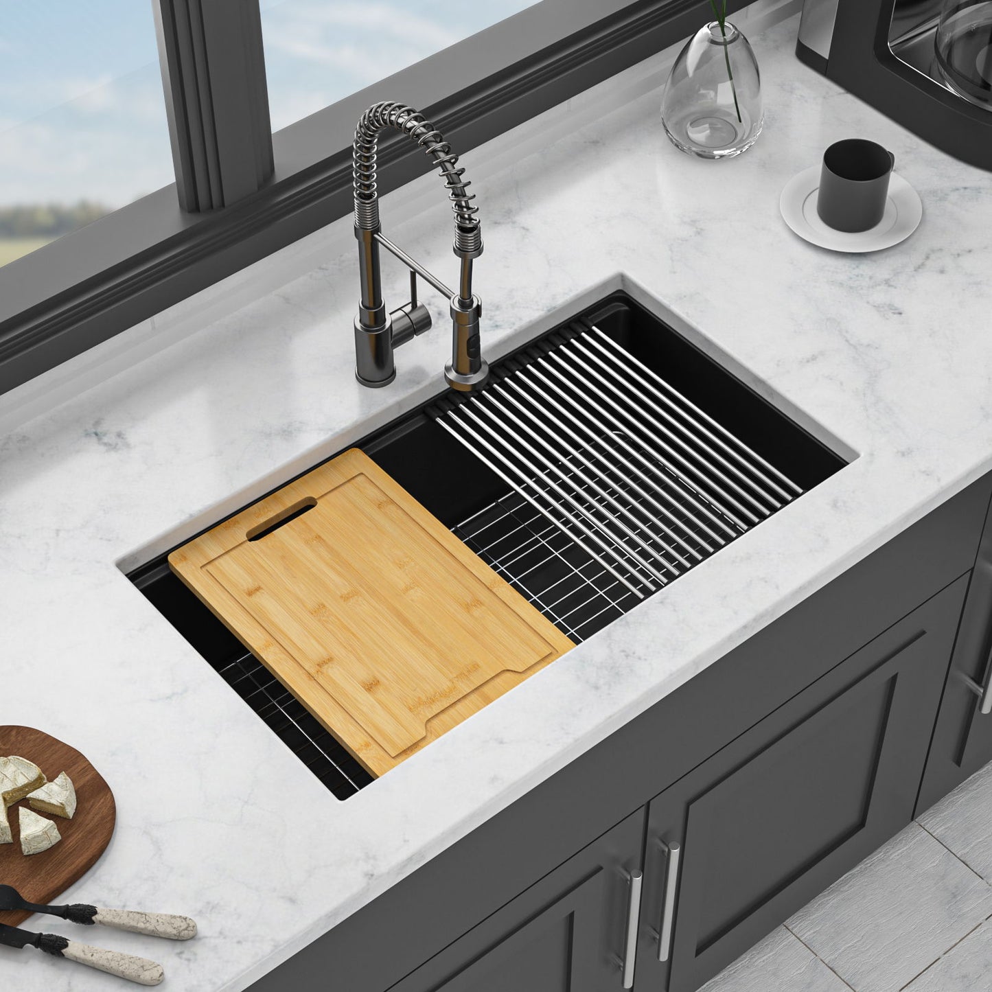 Quartz Kitchen Sink, Composite Workstation, Undermount Daily Nest
