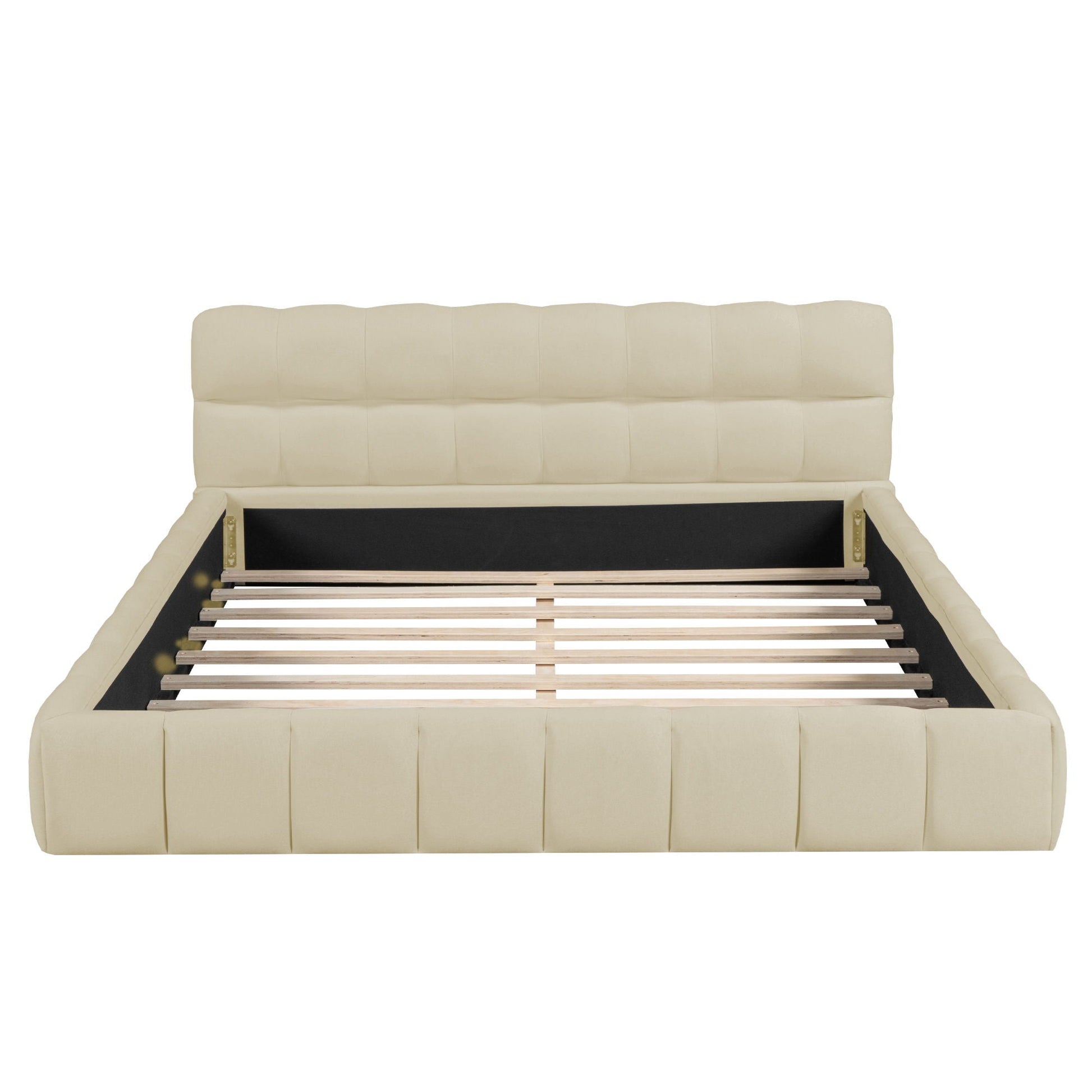 Upholstered Platform Bed With Thick, Grounded Bed With Solid Frame Halcyon Home