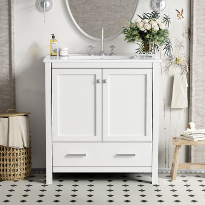 Bathroom Vanity With Single Sink, Combo Cabinet Undermount Sink, Bathroom Storage Cabinet With Two Doors And A Drawer, Soft Closing, Multifunctional Storage, Solid Wood Frame Hearth and Haven