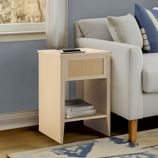 Lennox - Accent Side Table With Drawer Storage & Lower Open Shelf - Natural INK+IVY