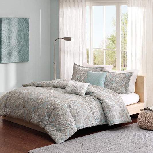 Ronan - 5 Piece Comforter Set - Blue Madison Park Pure