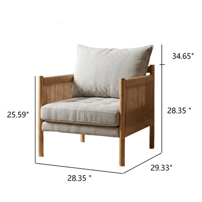 Accent Armchair With Removable Cushions For Living Room - Matte Black / Natural / Sand Home Essentials