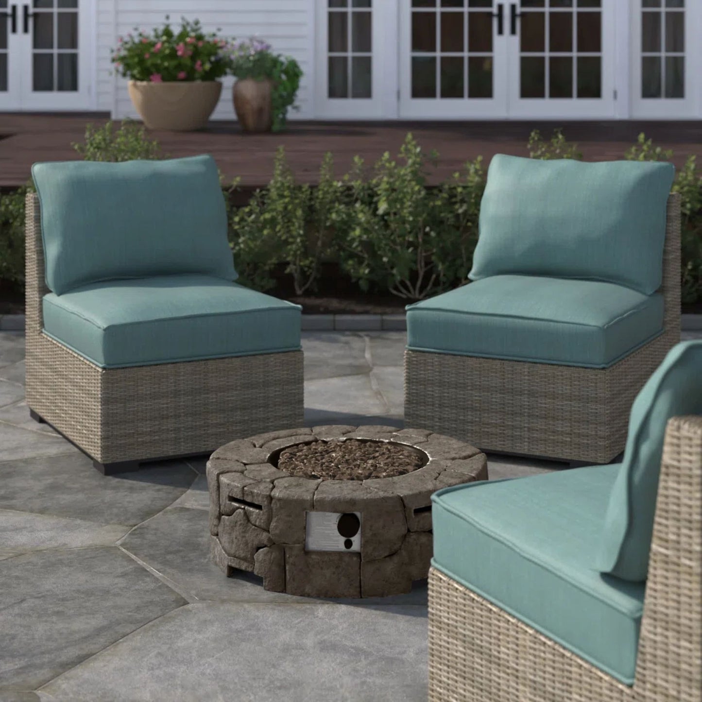 Fiber Reinforced Outdoor Fire Pit - Stone Gray LSI Patio Furniture