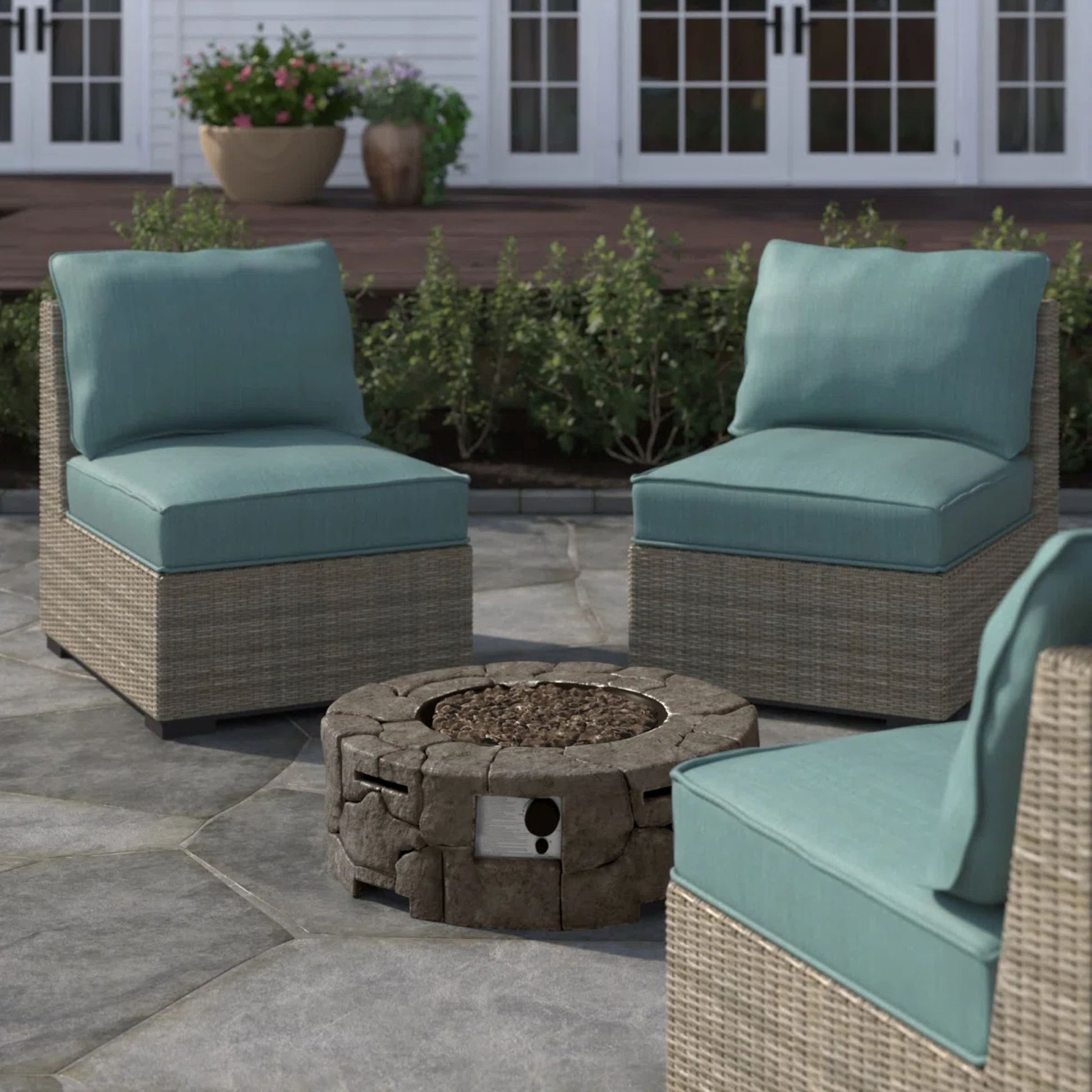 Fiber Reinforced Outdoor Fire Pit - Stone Gray LSI Patio Furniture