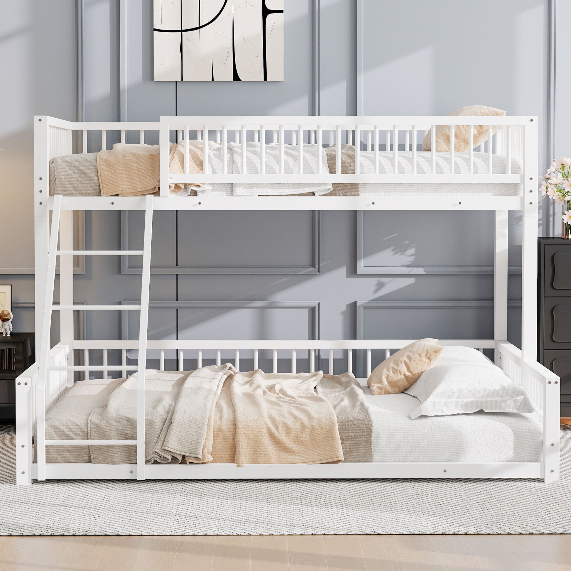 Bunk Bed Frame With Ladder And Safety Guardrails Dreamland