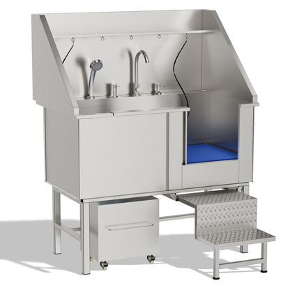 Stainless Steel Dog Washing Station With Seamless Design And Accessories - Silver Daily Nest