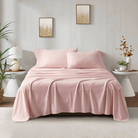 Micro Fleece - Queen Sheet Set - Blush True North by Sleep Philosophy