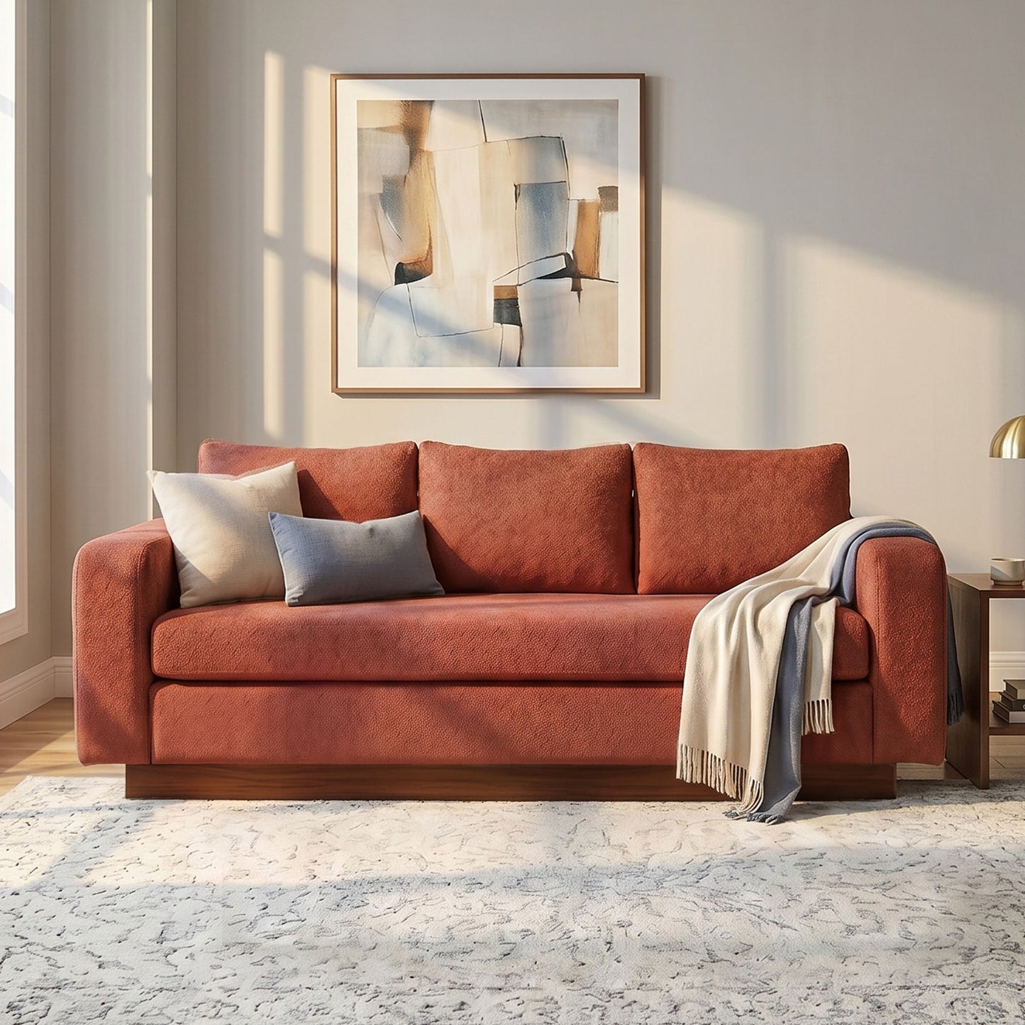 Modern 3 Seater Sofa, Living Room Couch Noble House