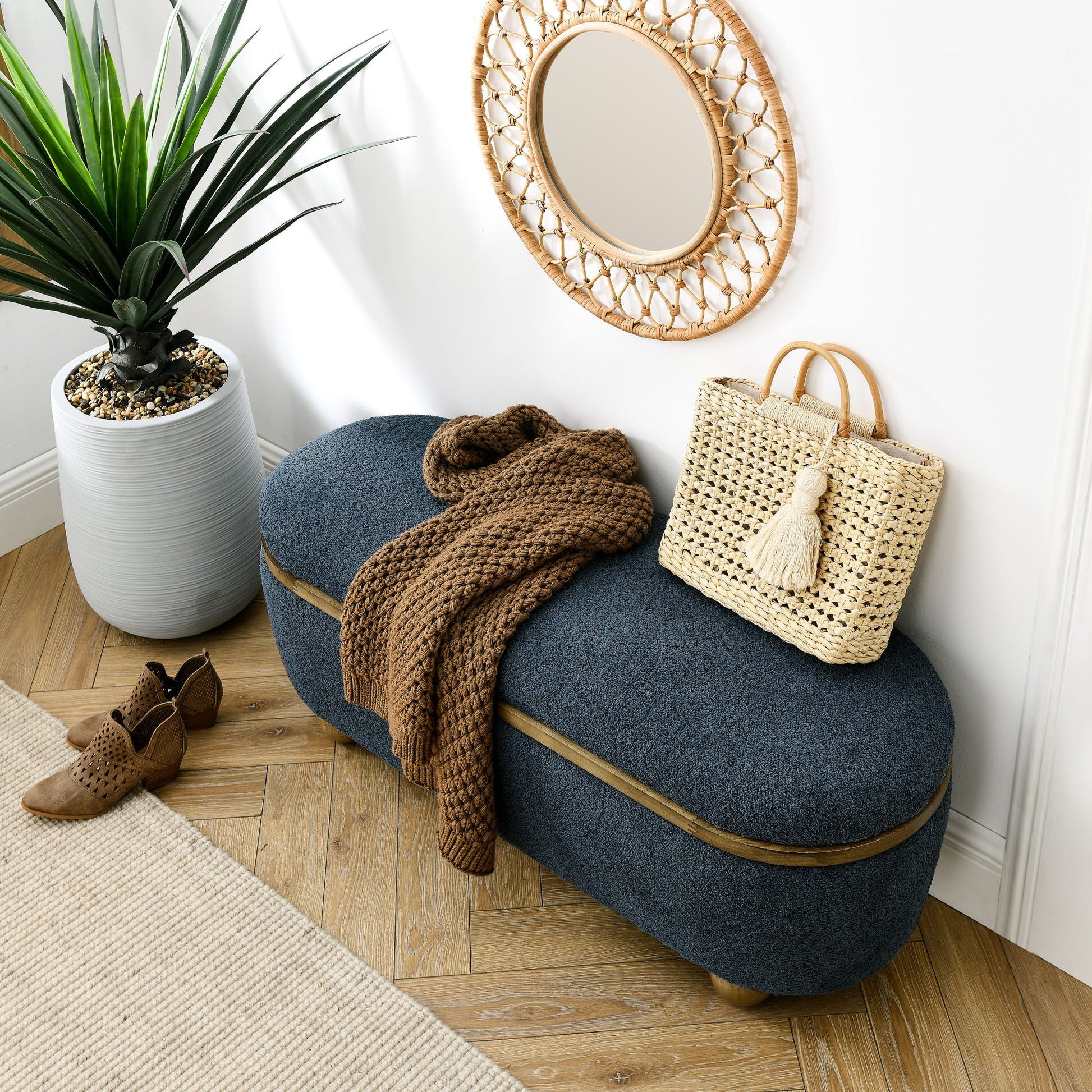 Modern Ottoman Bench Upholstered Seating With Storage Home Essentials