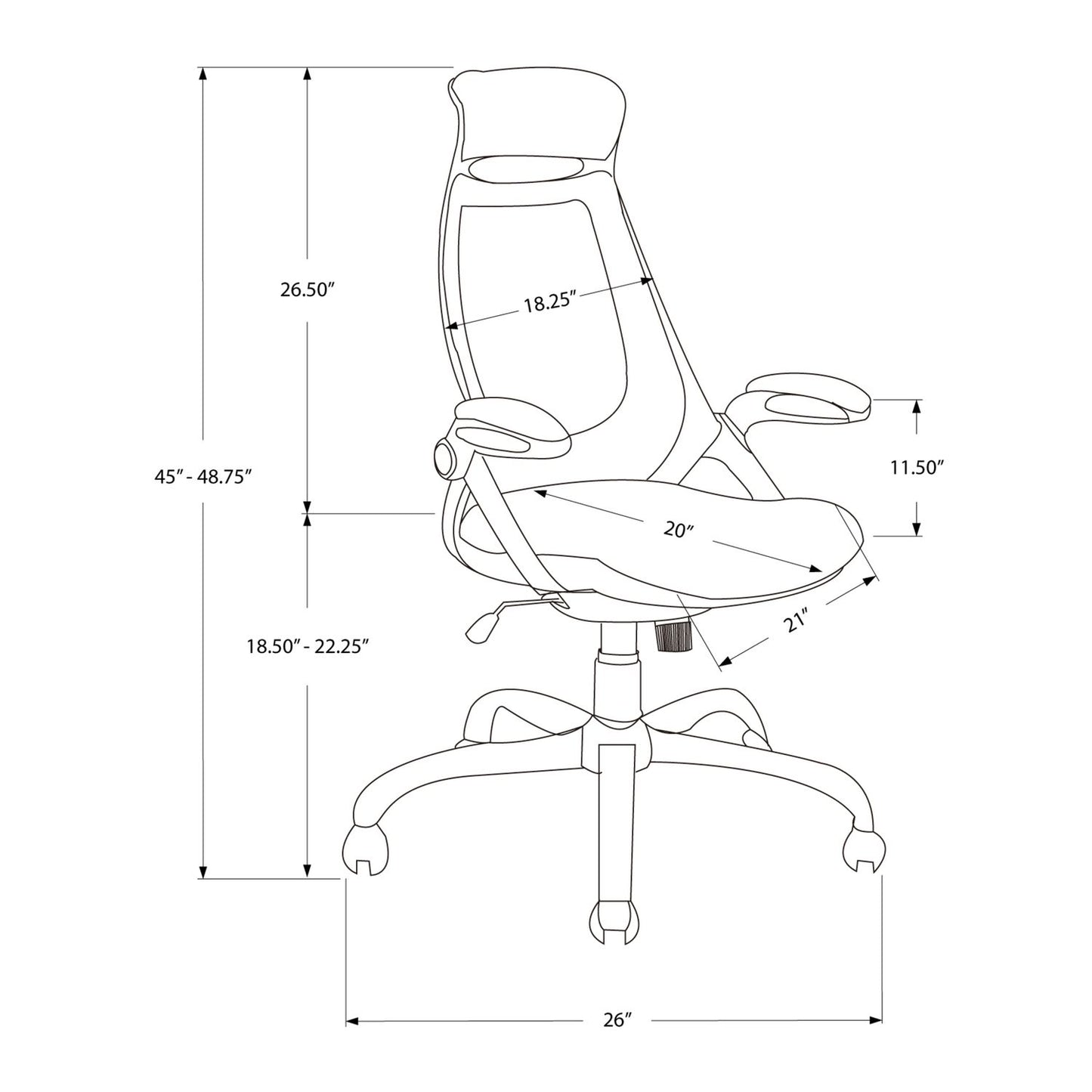 Office Chair, Adjustable Height, Swivel, Ergonomic, Armrests, Contemporary & Modern 8th Street