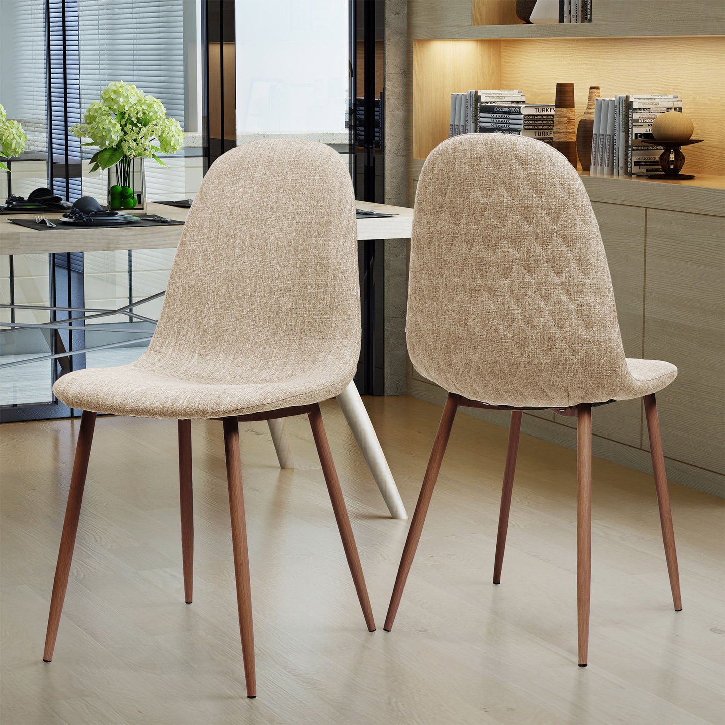 Elegant Dining Chair Set With Fabric Noble House