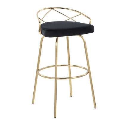 Charlotte - Glam Glam / Art Deco Fixed Height Barstool With Swivel With Round Footrest (Set of 2) Lumi Source