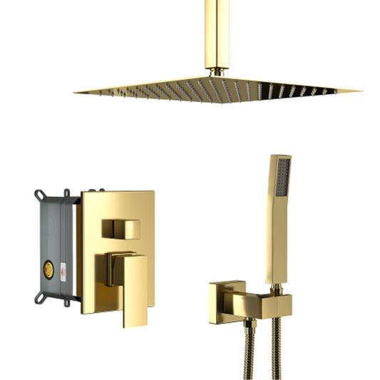 Luxury Dual Shower Head System 12" Ceiling Mount With Rough In Valve, Stainless Steel And Brass Daily Nest