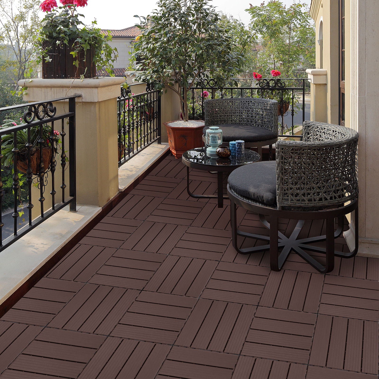 Plastic Interlocking Deck Tiles, Patio Flooring Outdoor Waterproof All Weather Use Daily Nest