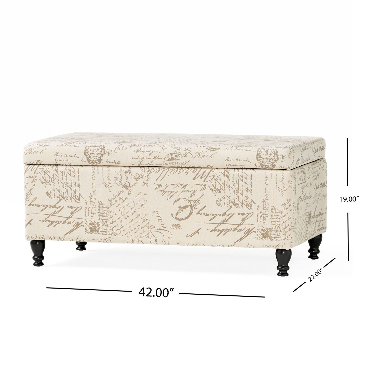 Parisian Upholstered Fabric Storage Ottoman - Beige / Reclaimed Natural Noble House