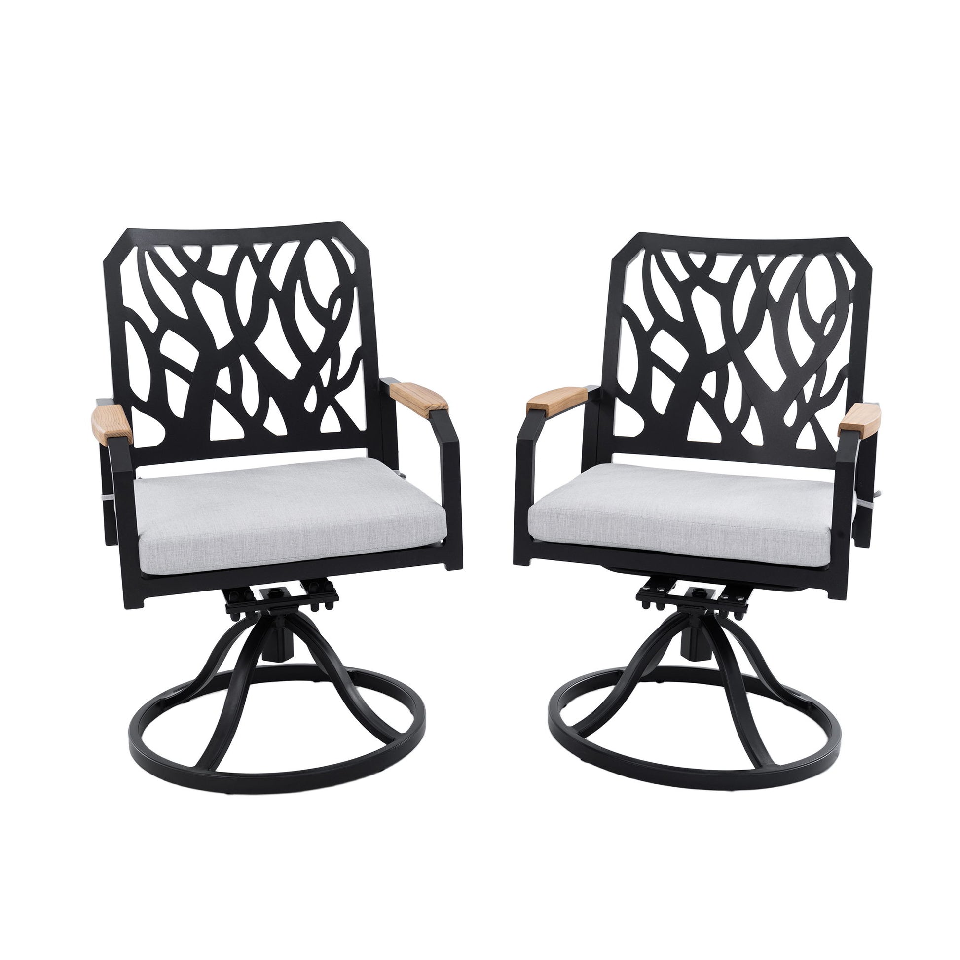 Outdoor Patio Swivel Rocker With Outdoor Grade Sunbrella Cushions, Branch Like Backrest (Set of 2) - Bourbon Brown Life Outside