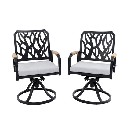 Outdoor Patio Swivel Rocker With Outdoor Grade Sunbrella Cushions, Branch Like Backrest (Set of 2) - Bourbon Brown Life Outside