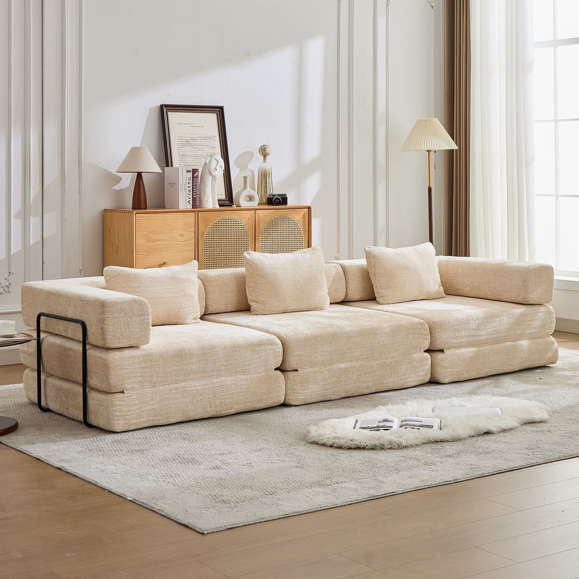 Convertible Floor Sofa Bed, Boneless Modular Sectional Sofa For Living Room Home Essentials