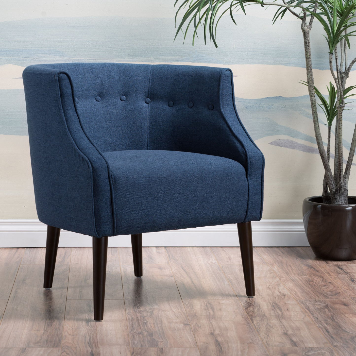 Contemporary Upholstered Club Chair With Button Tufting Noble House