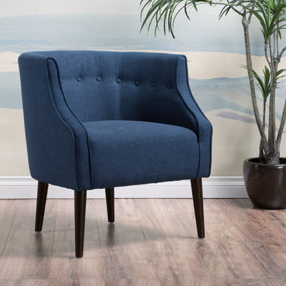 Contemporary Upholstered Club Chair With Button Tufting Noble House