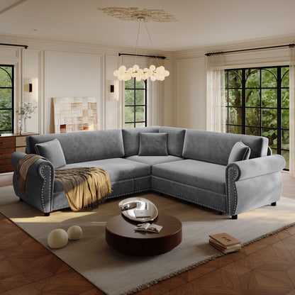 L-Shaped Sofa Couch With Pull-Out Bed Home Essentials