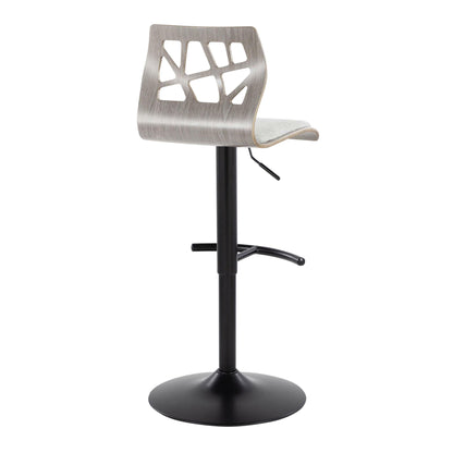 Folia - Contemporary Adjustable Barstool With Swivel With Rounded T Footrest (Set of 2) Lumi Source